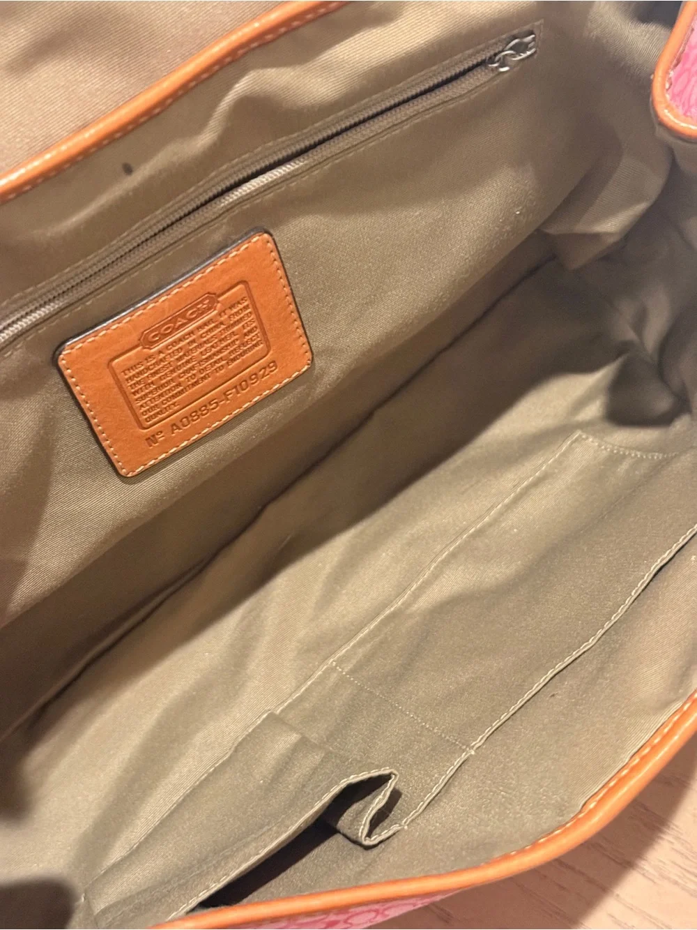 Coach Y2K Pink Canvas and Tan Leather Shoulder Satchel